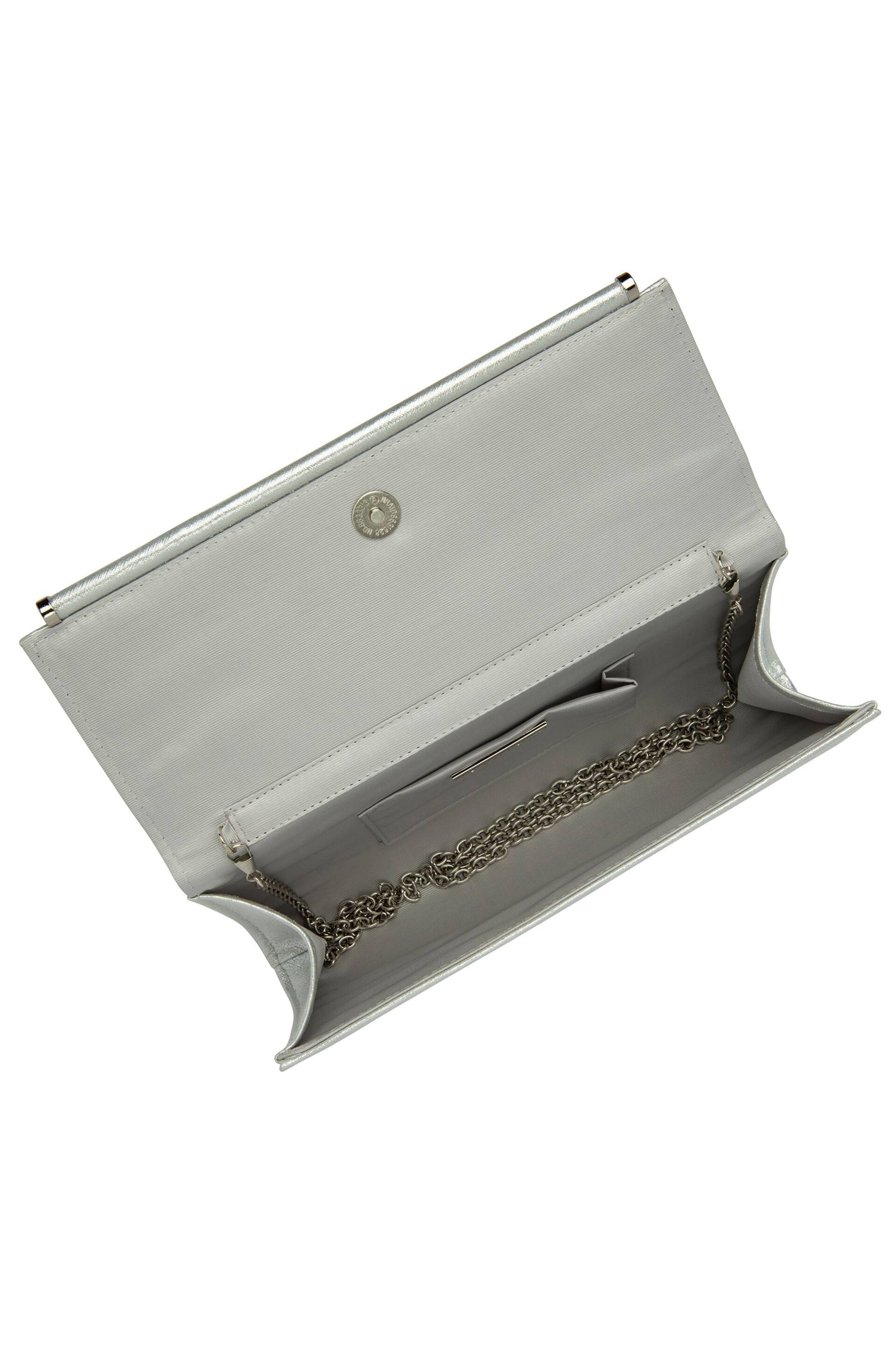 Lotus Silver Clutch Bag With Chain - Image 4 of 4