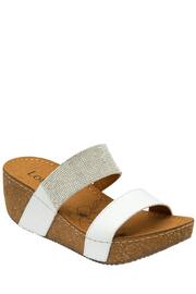 Lotus White/Brown Mule Wedge Sandals - Image 1 of 4