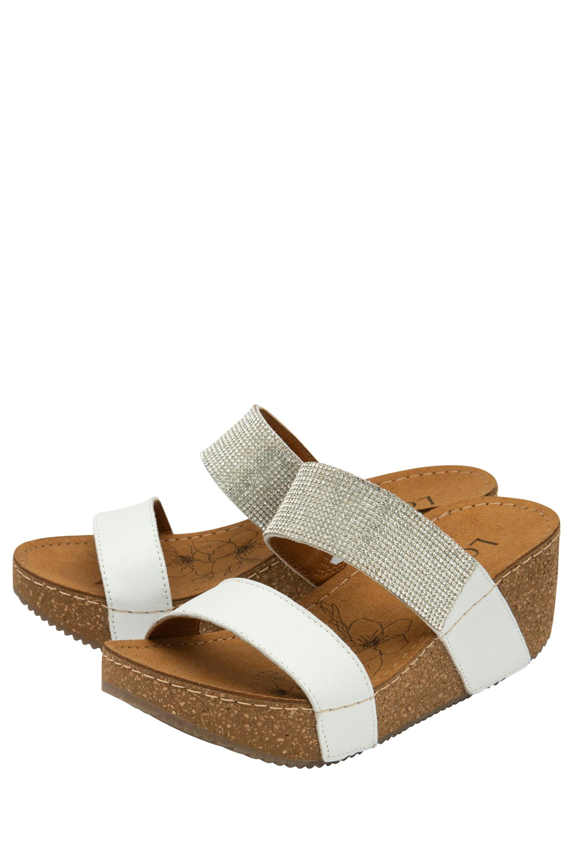 Lotus White/Brown Mule Wedge Sandals - Image 2 of 4