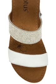 Lotus White/Brown Mule Wedge Sandals - Image 4 of 4