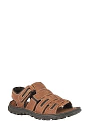 Lotus Brown Leather Open-Toe Sandals - Image 1 of 4