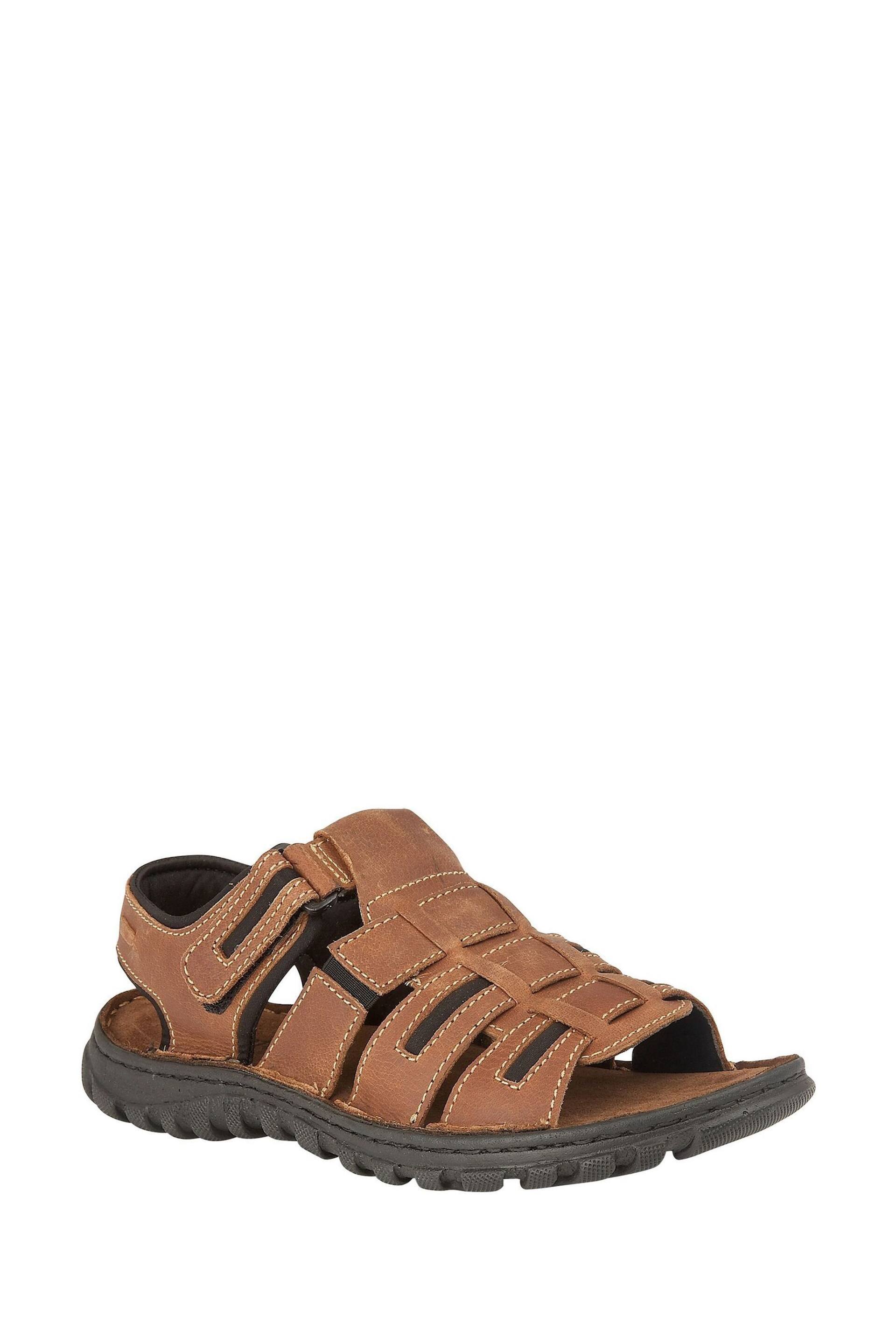 Lotus Brown Leather Open-Toe Sandals - Image 1 of 4
