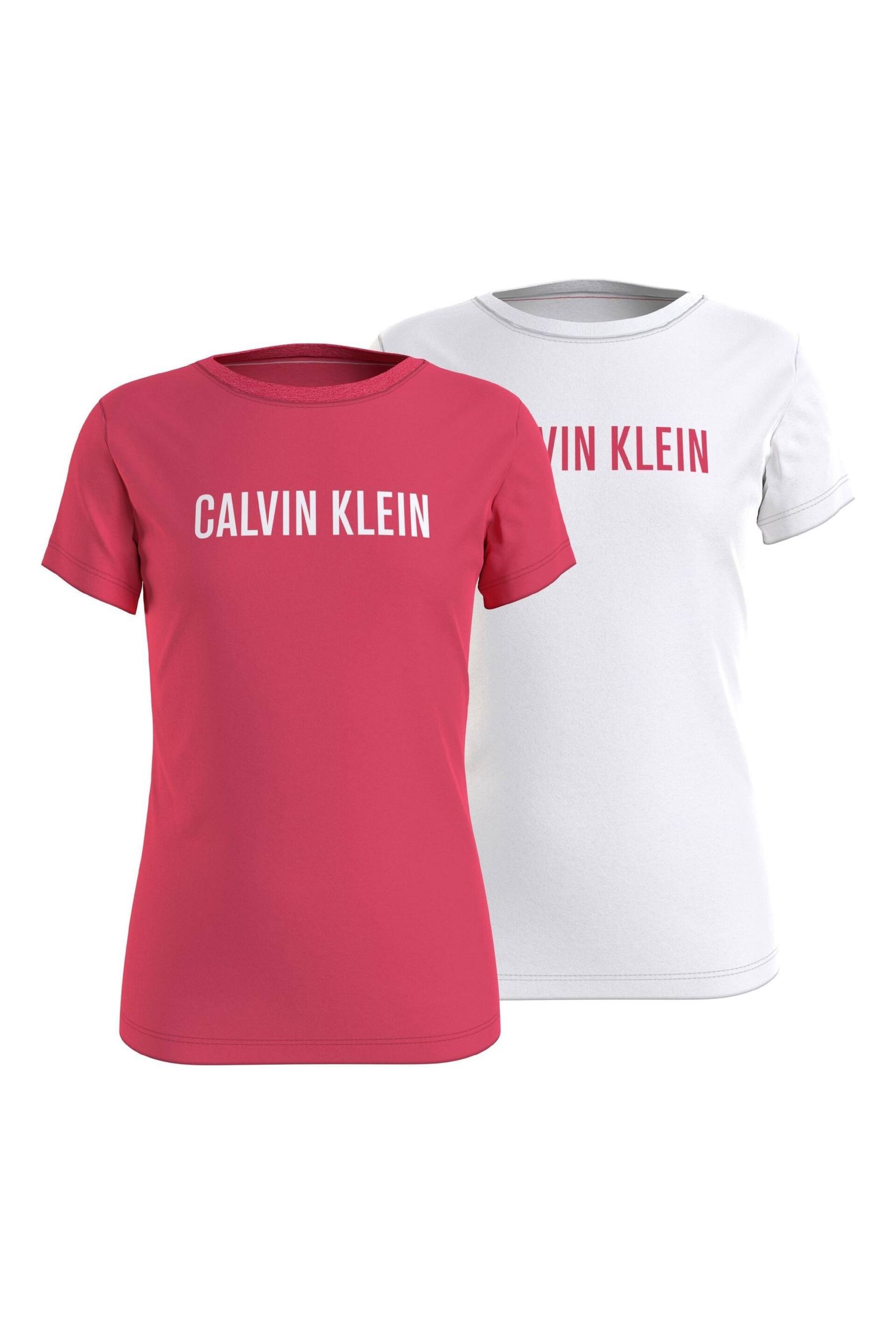 Calvin Klein Pink Slogan T-Shirts 2 Pack - Image 1 of 3