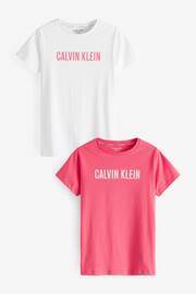 Calvin Klein Pink Slogan T-Shirts 2 Pack - Image 2 of 3