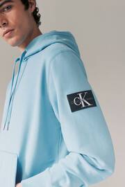 Calvin Klein Blue Woven Badge Hoodie - Image 3 of 4