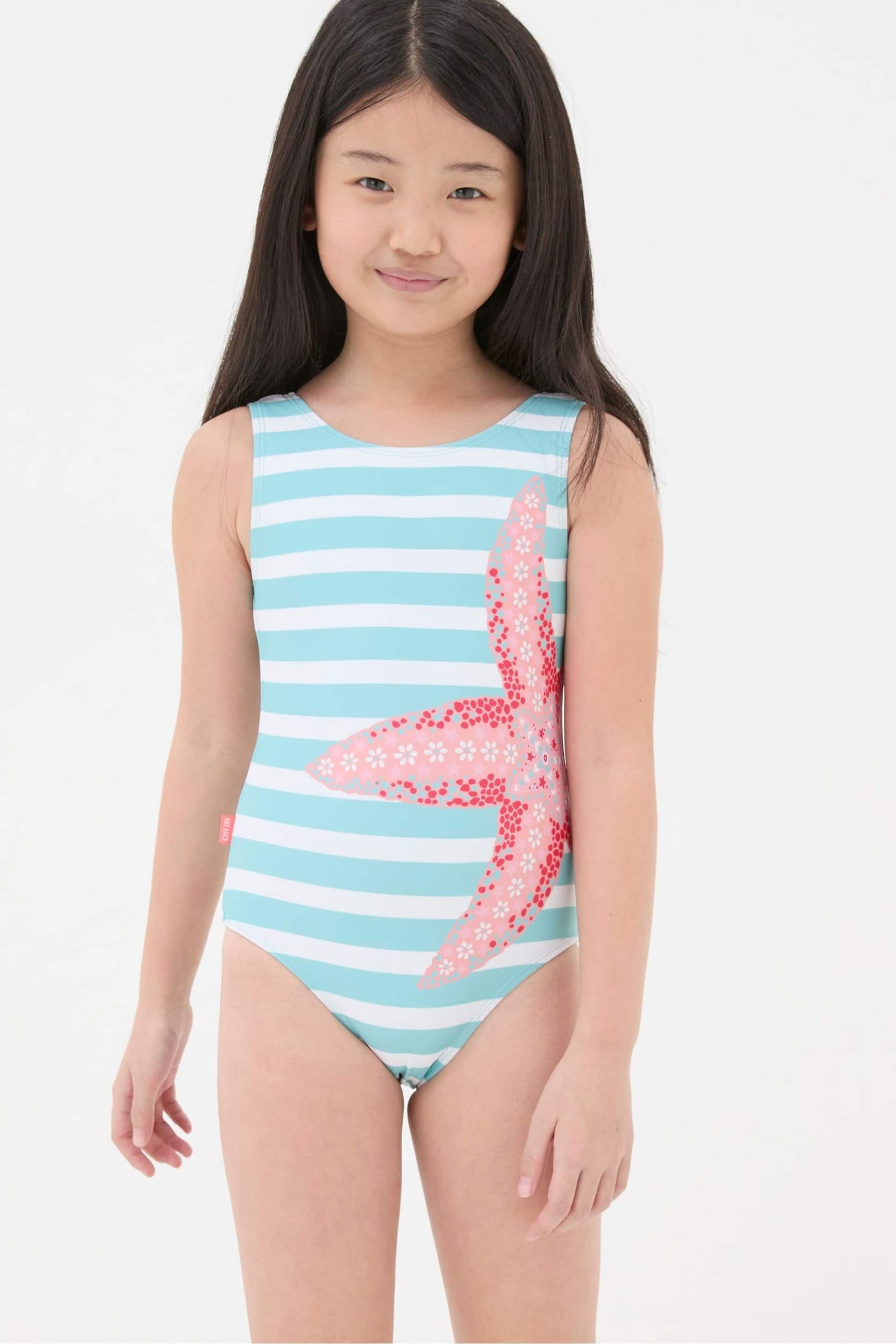 FatFace Blue Starfish Striped Swimsuit - Image 1 of 4
