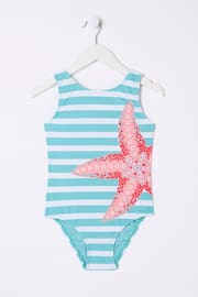 FatFace Blue Starfish Striped Swimsuit - Image 4 of 4