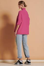 Jolie Moi Pink High Neck Half Sleeve Jumper - Image 2 of 6