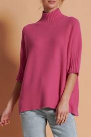 Jolie Moi Pink High Neck Half Sleeve Jumper - Image 5 of 6