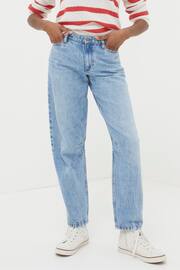 FatFace Light Blue Cara Barrel Leg Jeans - Image 1 of 6