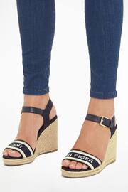 Tommy Hilfiger Blue Mono Webbing High Wedge Sandals - Image 4 of 4