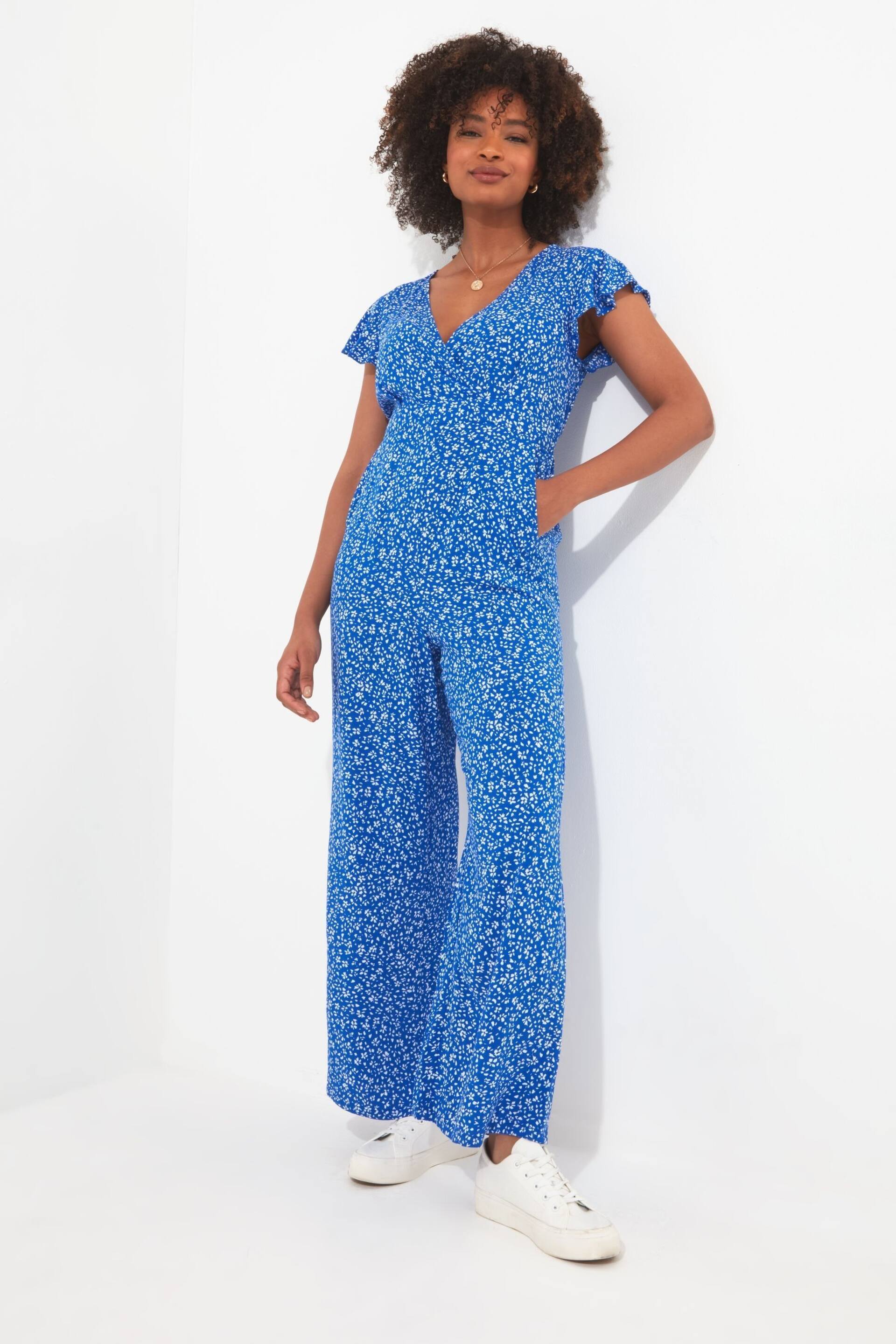 Joe Browns Blue Ditsy Floral Wrap Jumpsuit - Image 1 of 4