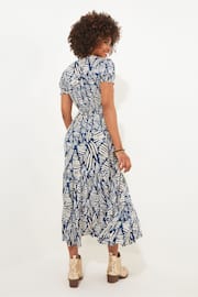 Joe Browns Blue Fern Print Crinkle Midi Dress - Image 2 of 5