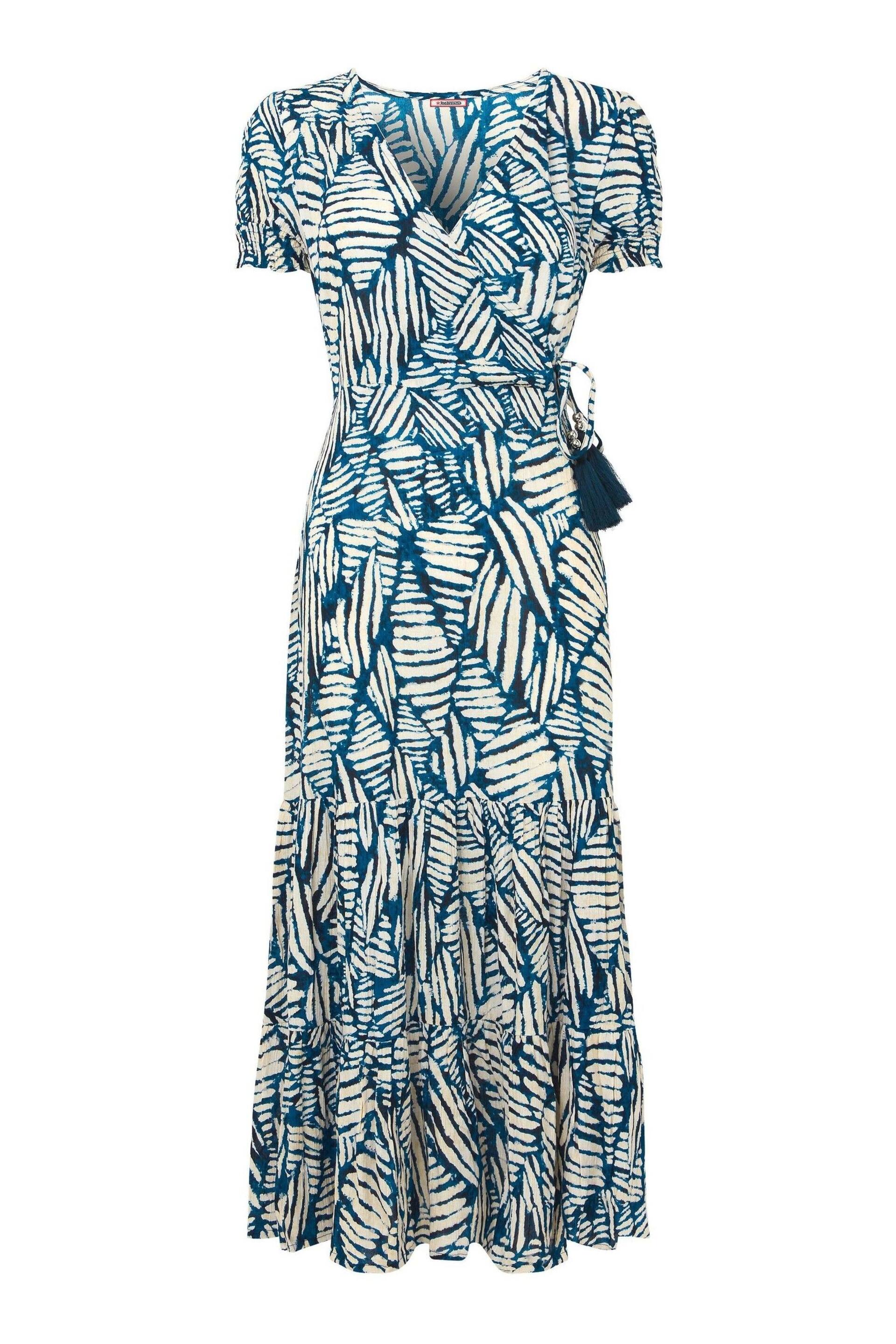 Joe Browns Blue Fern Print Crinkle Midi Dress - Image 5 of 5