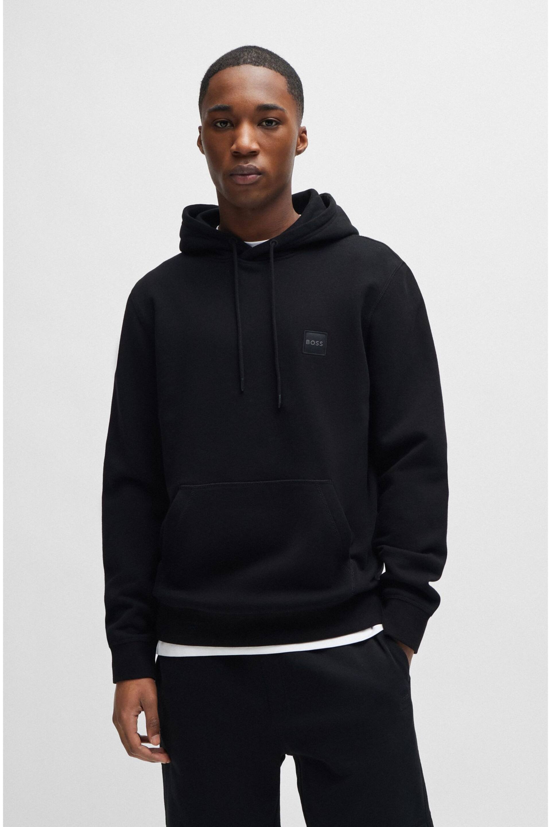 BOSS Black Logo-Patch Hoodie In Cotton Terry - Image 1 of 5