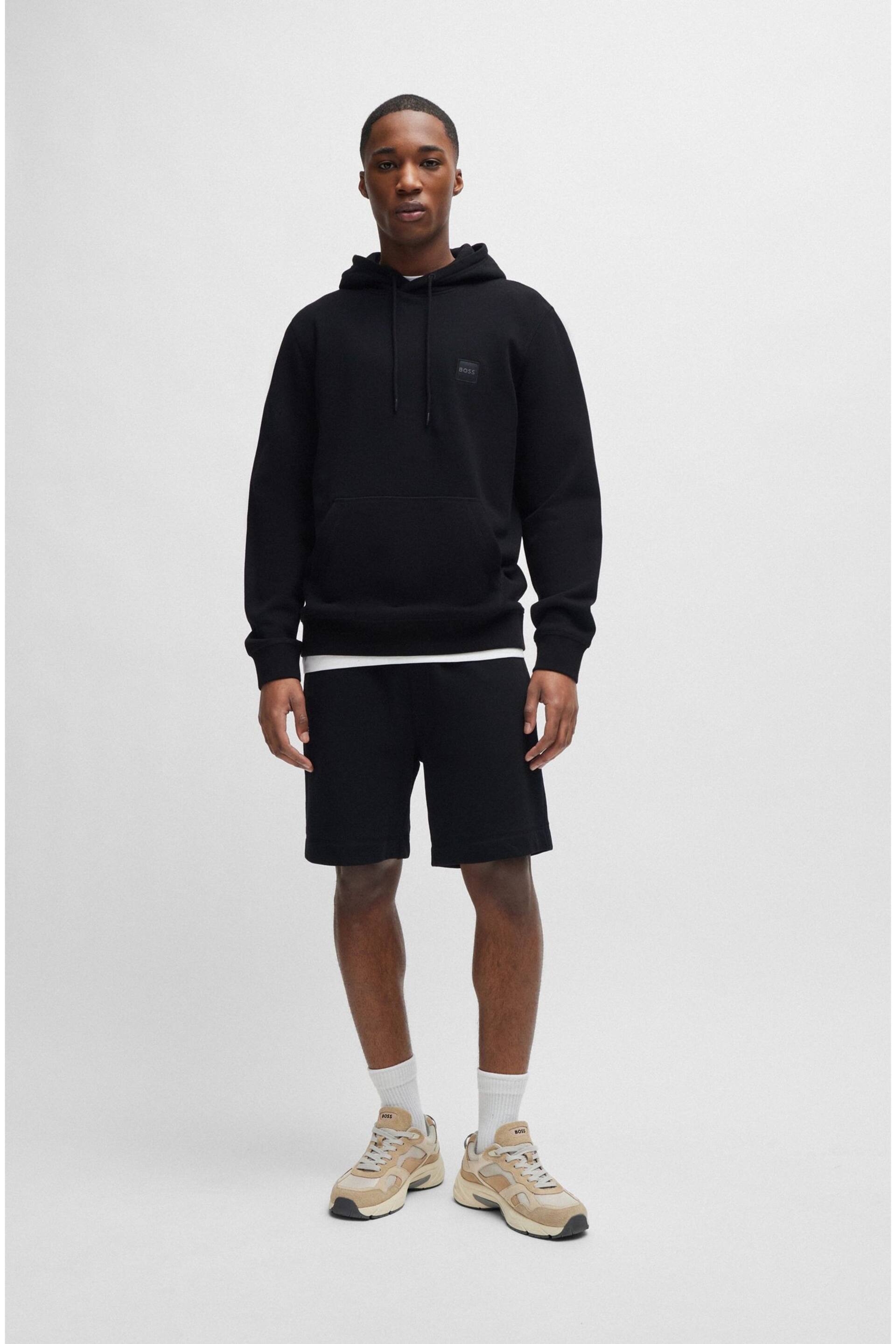 BOSS Black Logo-Patch Hoodie In Cotton Terry - Image 3 of 5