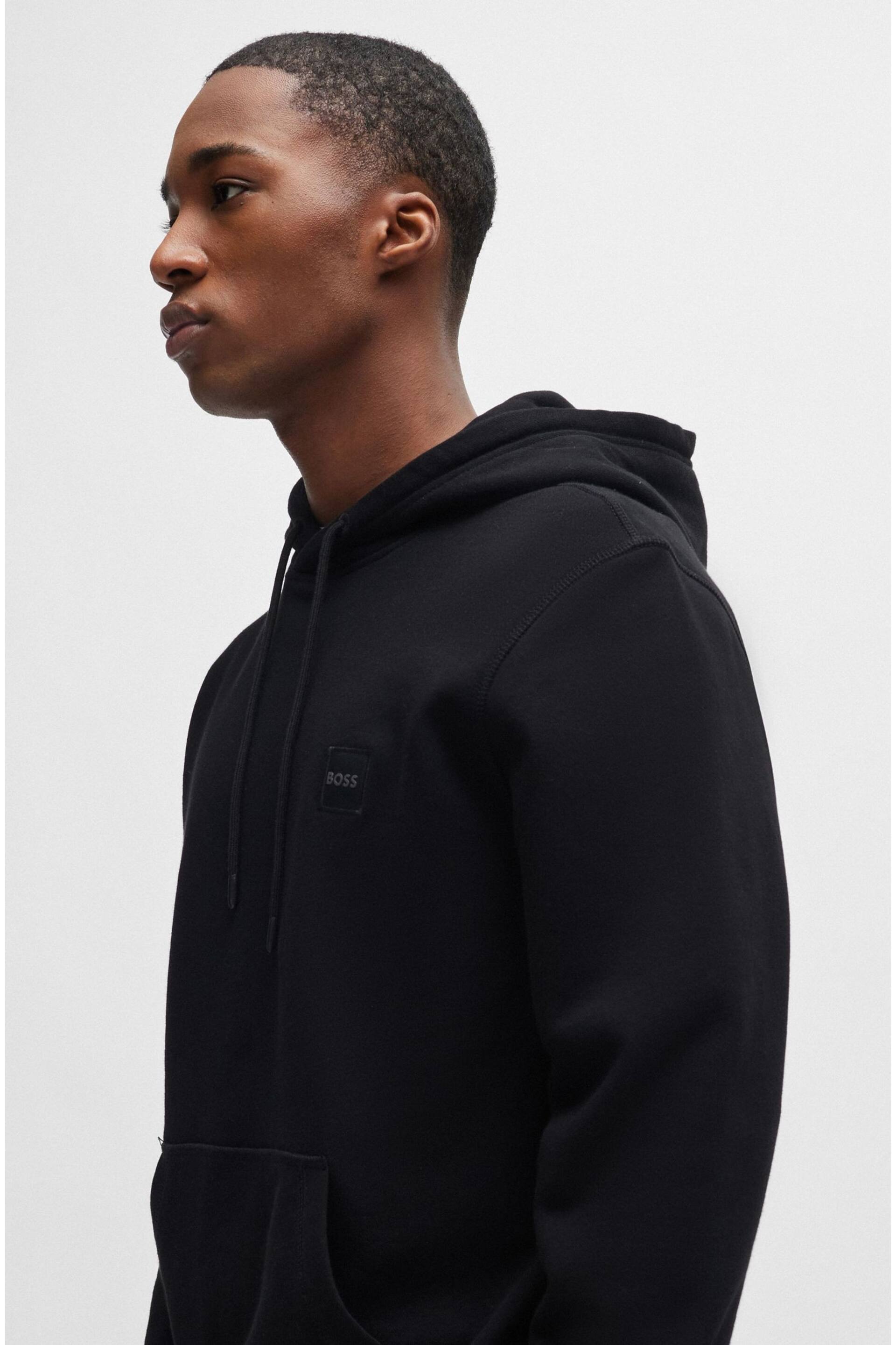 BOSS Black Logo-Patch Hoodie In Cotton Terry - Image 4 of 5