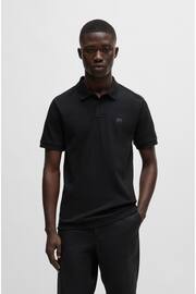 BOSS Black Slim-Fit Logo-Patch Polo Shirt - Image 2 of 5