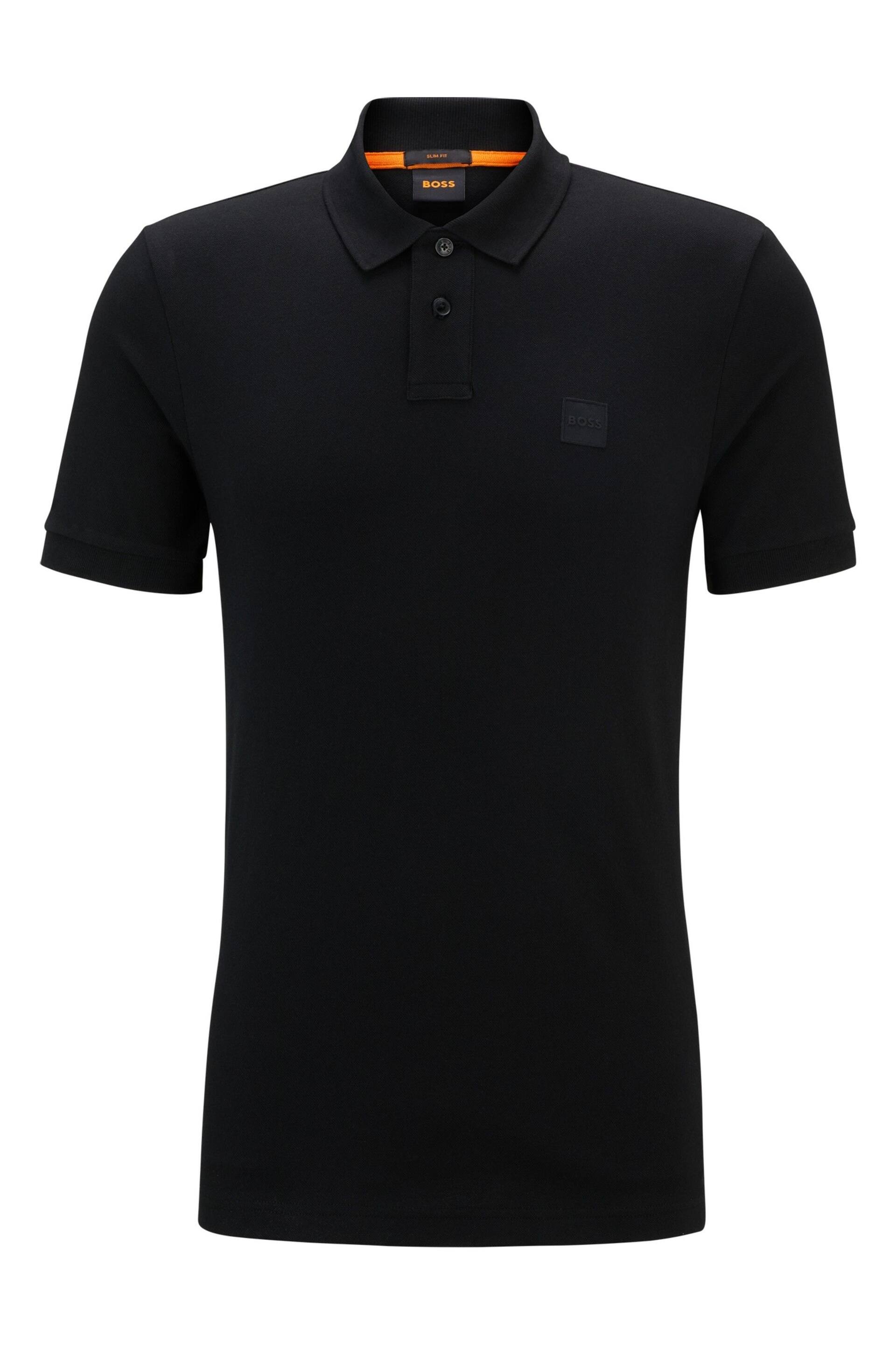 BOSS Black Slim-Fit Logo-Patch Polo Shirt - Image 5 of 5