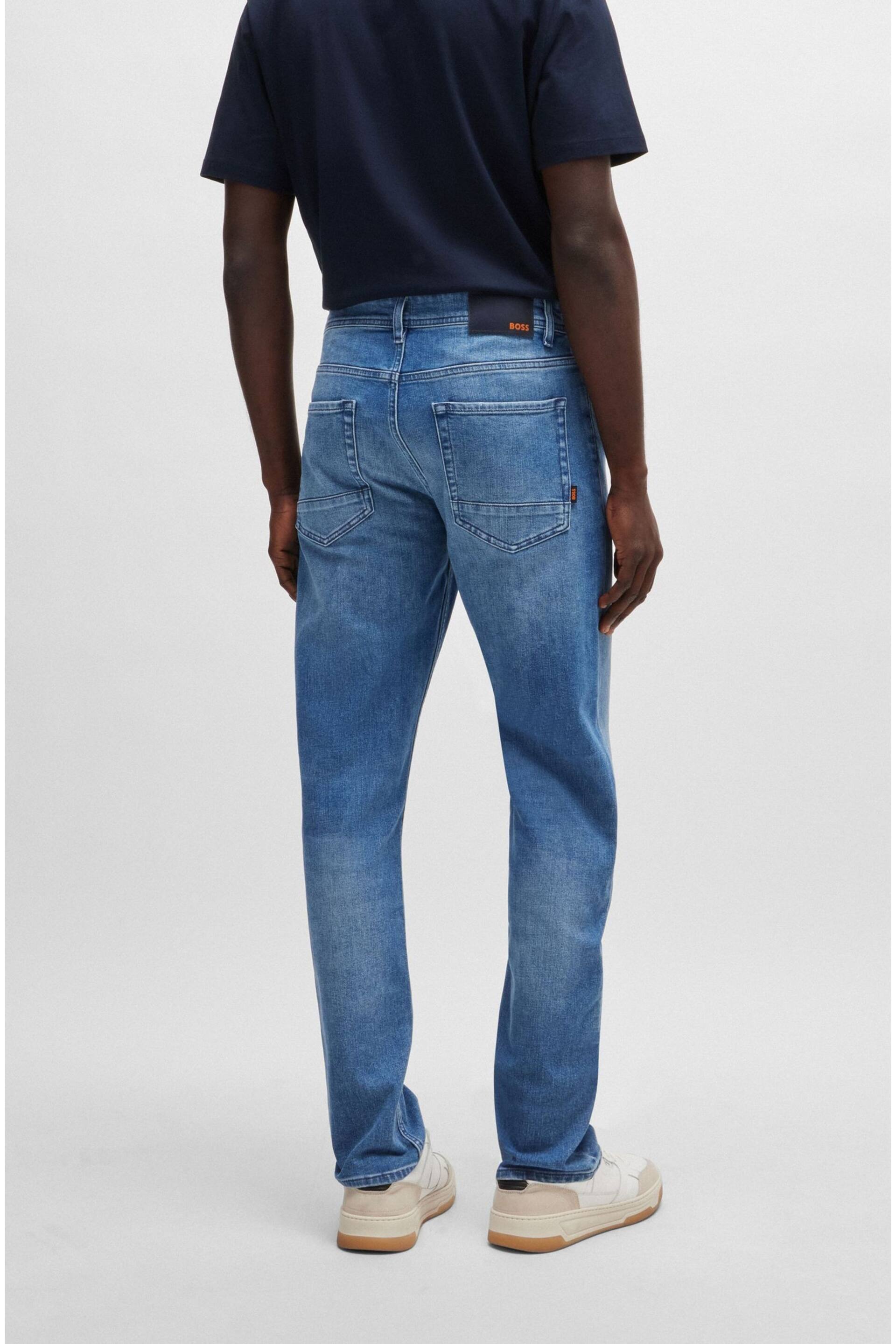 BOSS Light Blue Regular Fit Taper Comfort Stretch Denim Jeans - Image 2 of 5