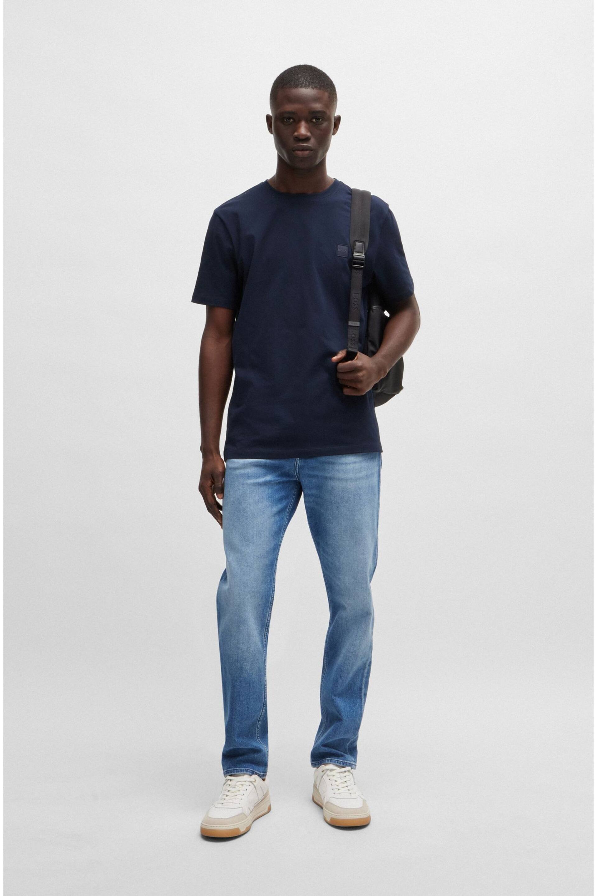 BOSS Light Blue Regular Fit Taper Comfort Stretch Denim Jeans - Image 3 of 5