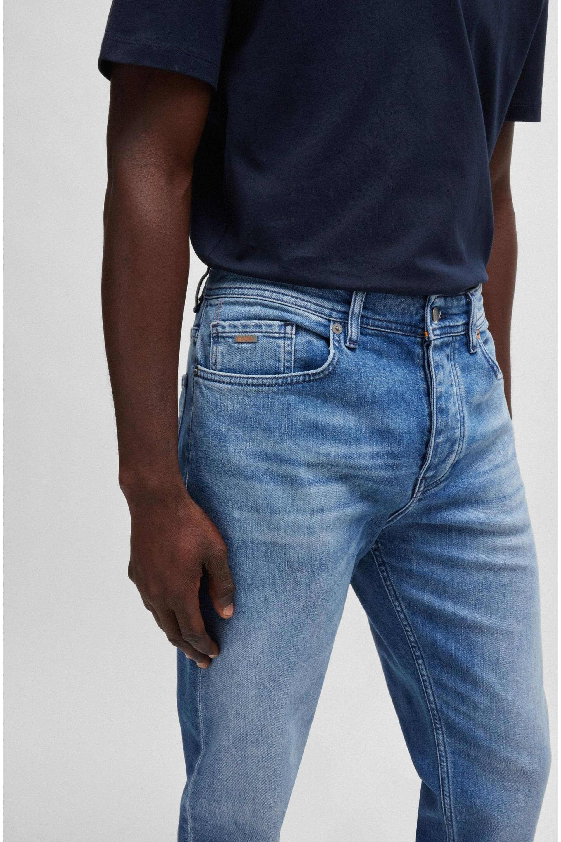 BOSS Light Blue Regular Fit Taper Comfort Stretch Denim Jeans - Image 4 of 5
