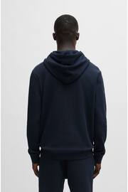 BOSS Dark Blue Logo-Patch Hoodie In Cotton Terry - Image 2 of 5