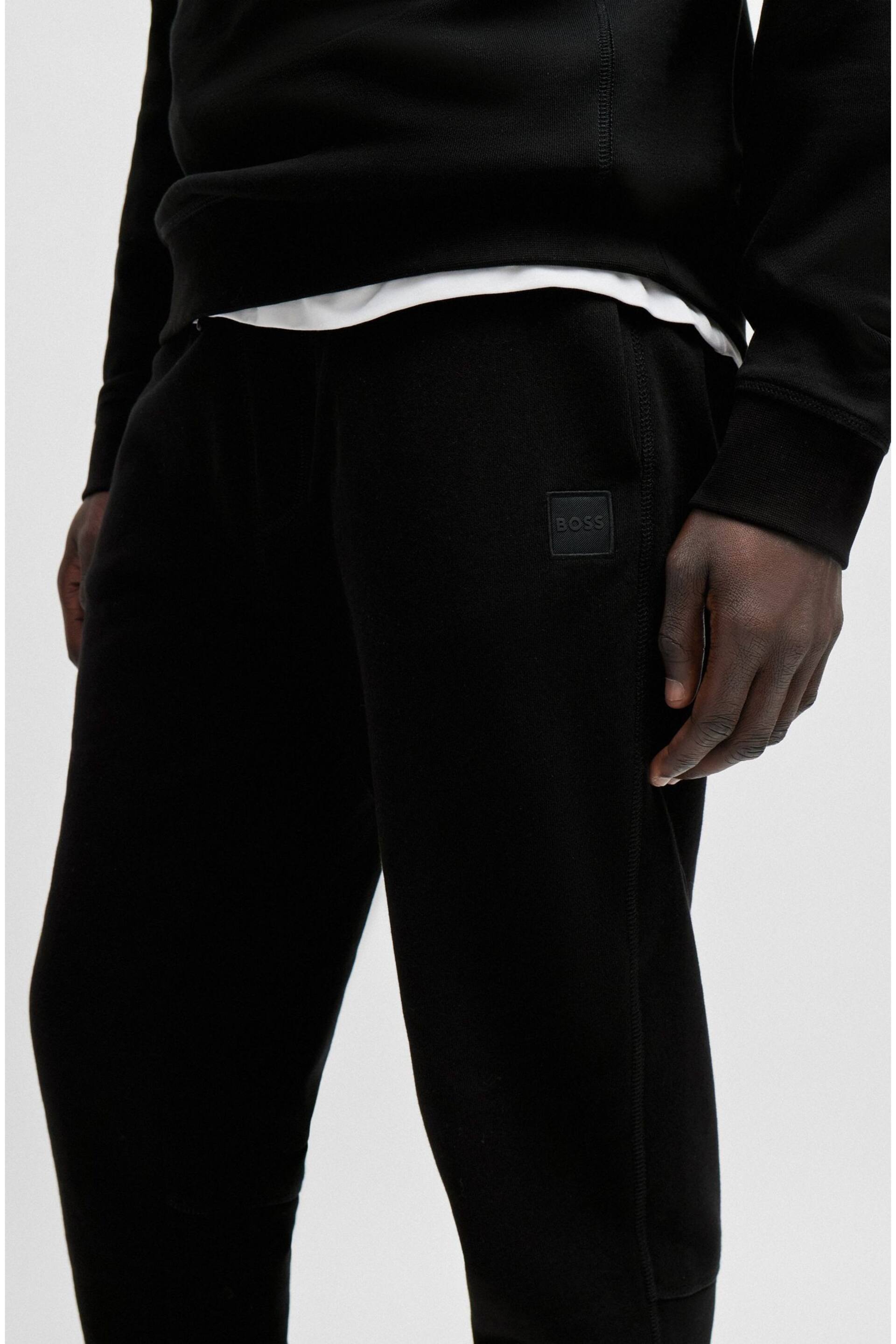 BOSS Black Logo Patch Cotton Terry Joggers - Image 4 of 6