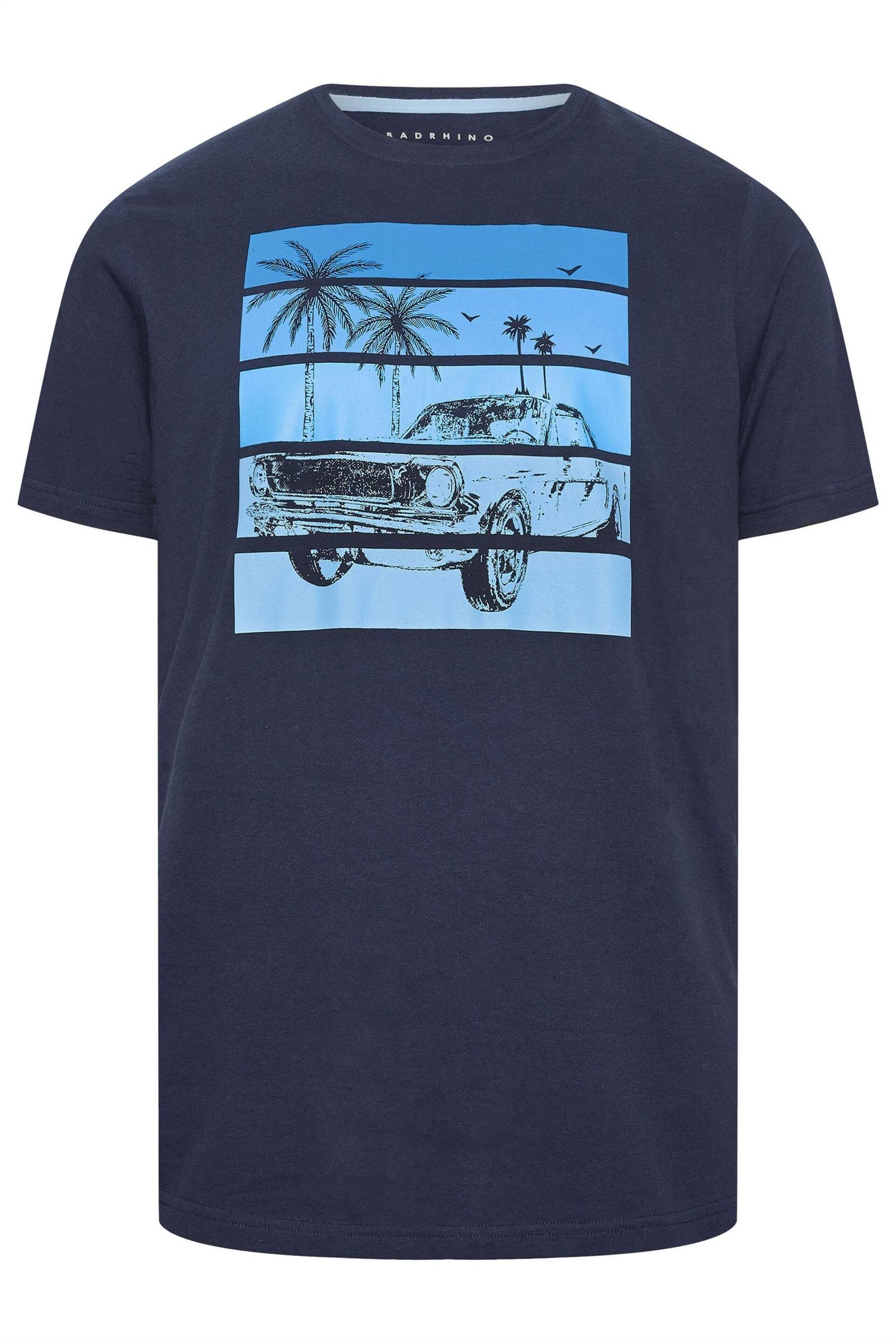 BadRhino Big & Tall Navy Blue Car Print T-Shirt - Image 2 of 3