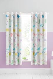 Catherine Lansfield Pink Dinosaur Friends Reversible Eyelet Curtains - Image 1 of 5