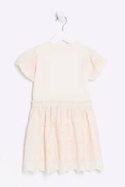 River Island Pink Mini Girls Pink Broderie Dress - Image 2 of 4