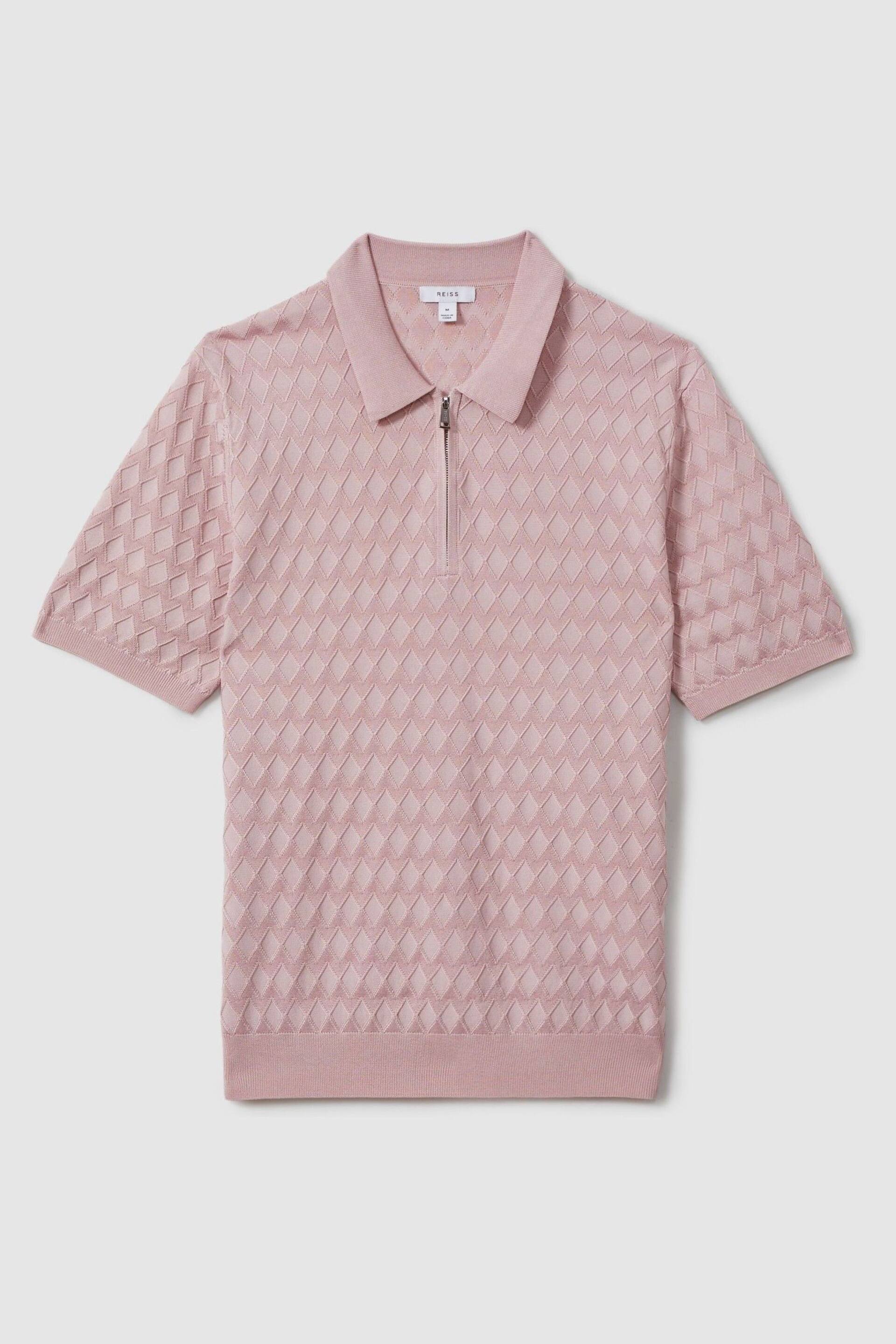 Reiss Soft Pink Rizzo Half-Zip Knitted Polo Shirt - Image 2 of 5