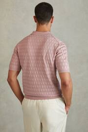 Reiss Soft Pink Rizzo Half-Zip Knitted Polo Shirt - Image 4 of 5