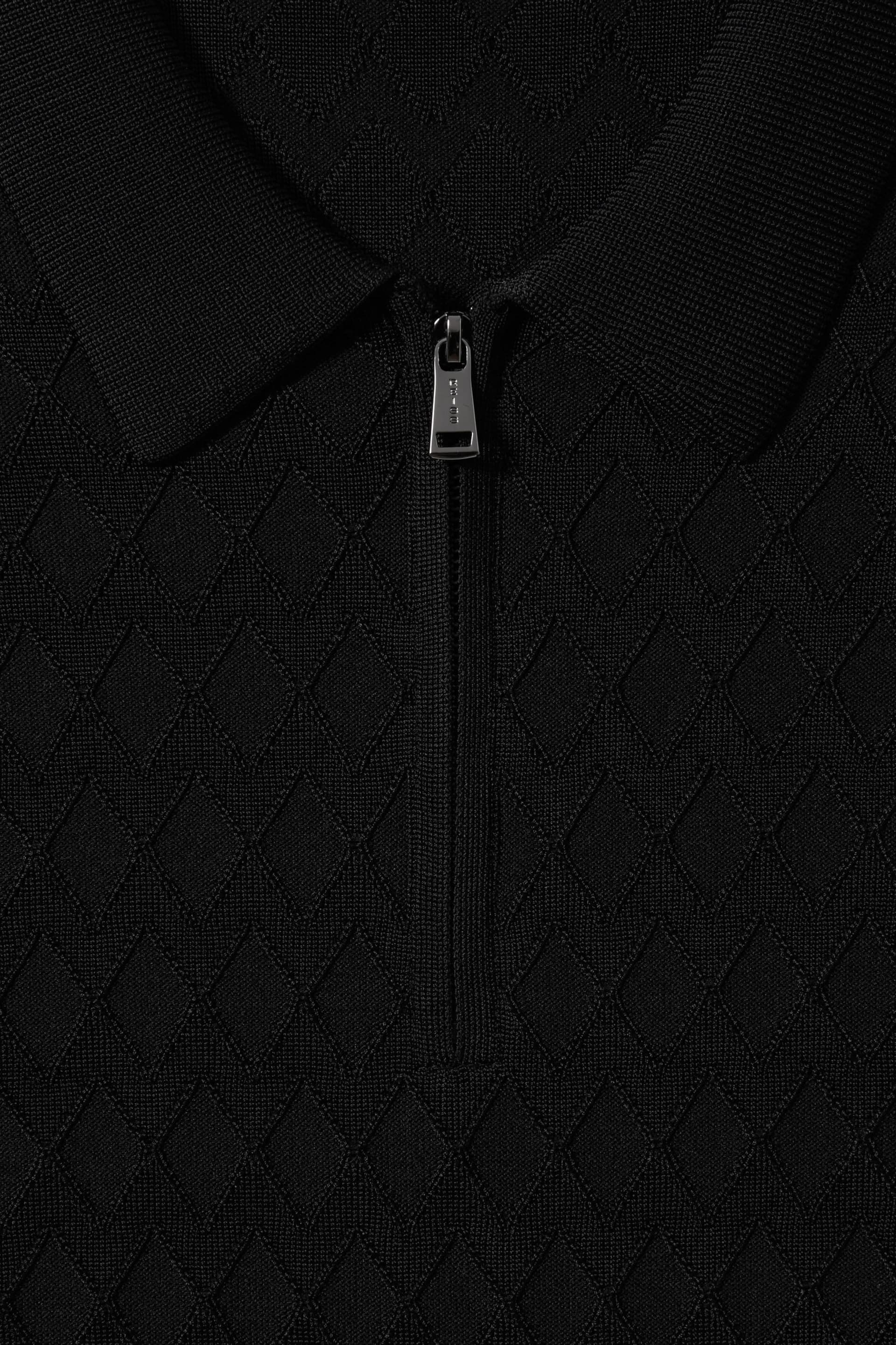 Reiss Black Rizzo Half-Zip Knitted Polo Shirt - Image 5 of 5