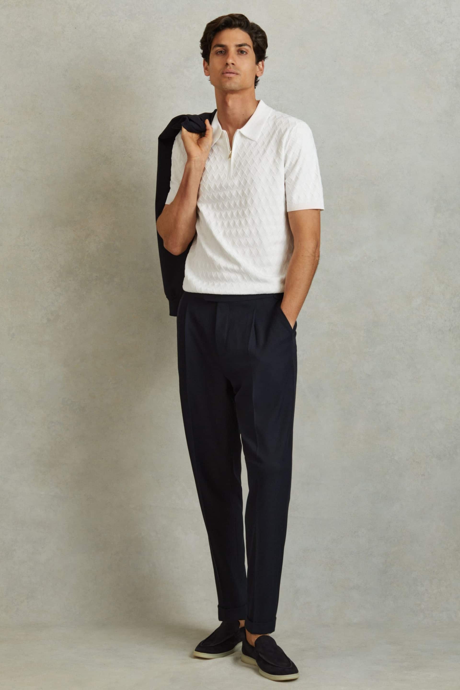 Reiss White Rizzo Half-Zip Knitted Polo Shirt - Image 1 of 5