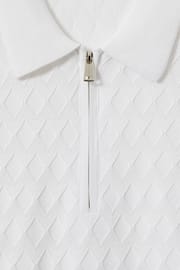 Reiss White Rizzo Half-Zip Knitted Polo Shirt - Image 5 of 5