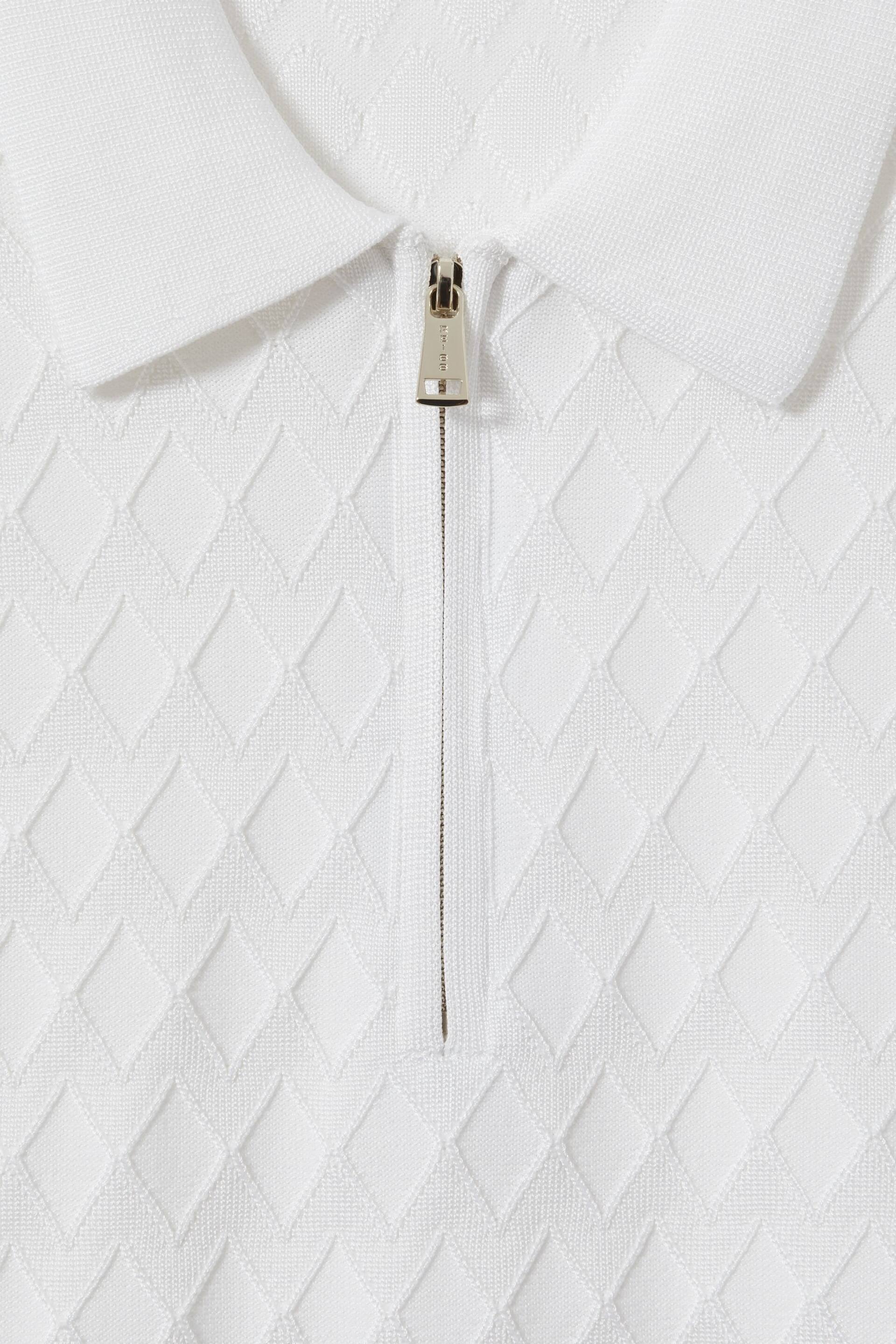 Reiss White Rizzo Half-Zip Knitted Polo Shirt - Image 5 of 5