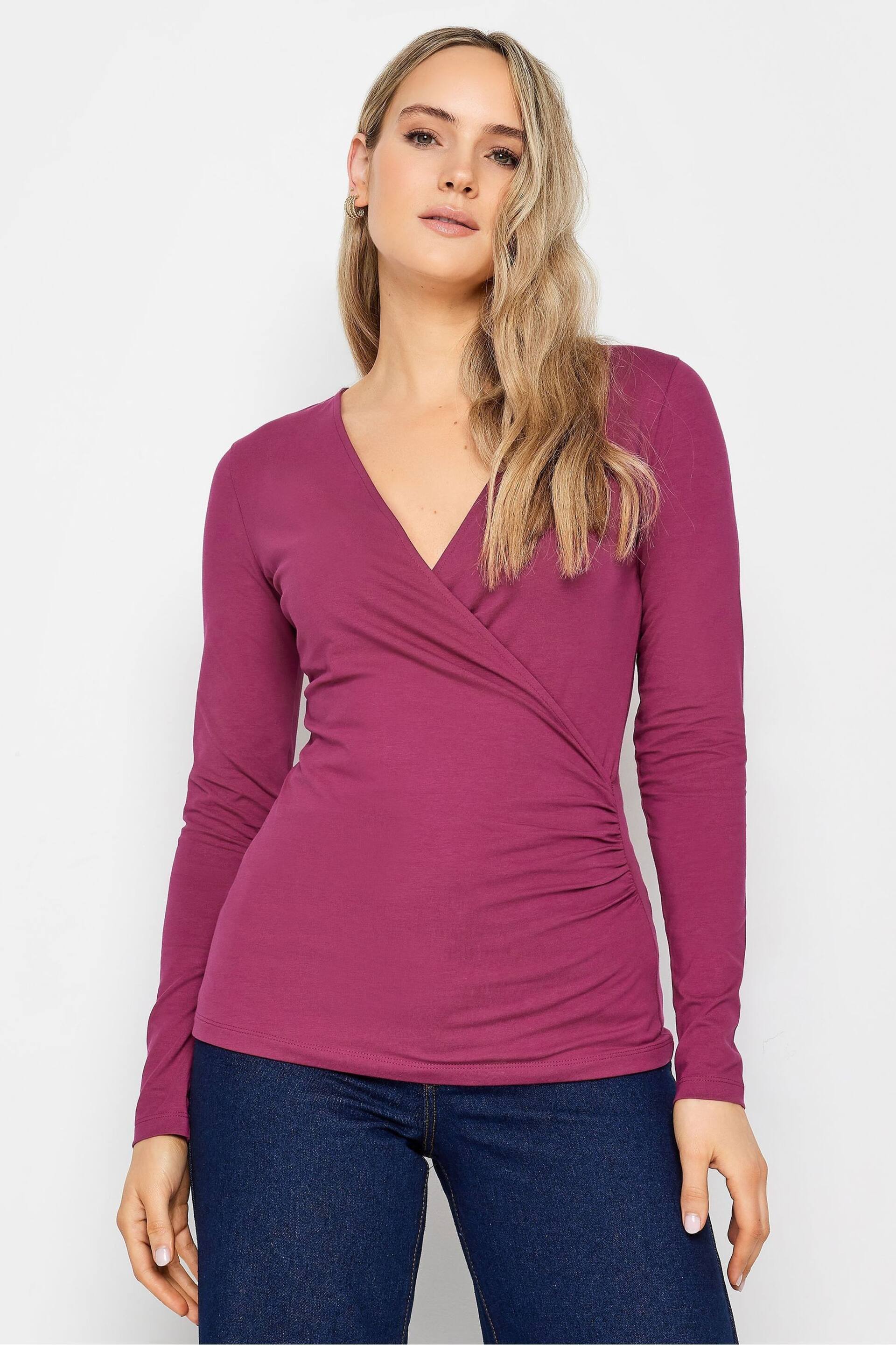 Long Tall Sally Pink Jersey Wrap Top - Image 1 of 3