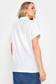 Long Tall Sally White Linen Short Sleeve Shirt - Image 3 of 4