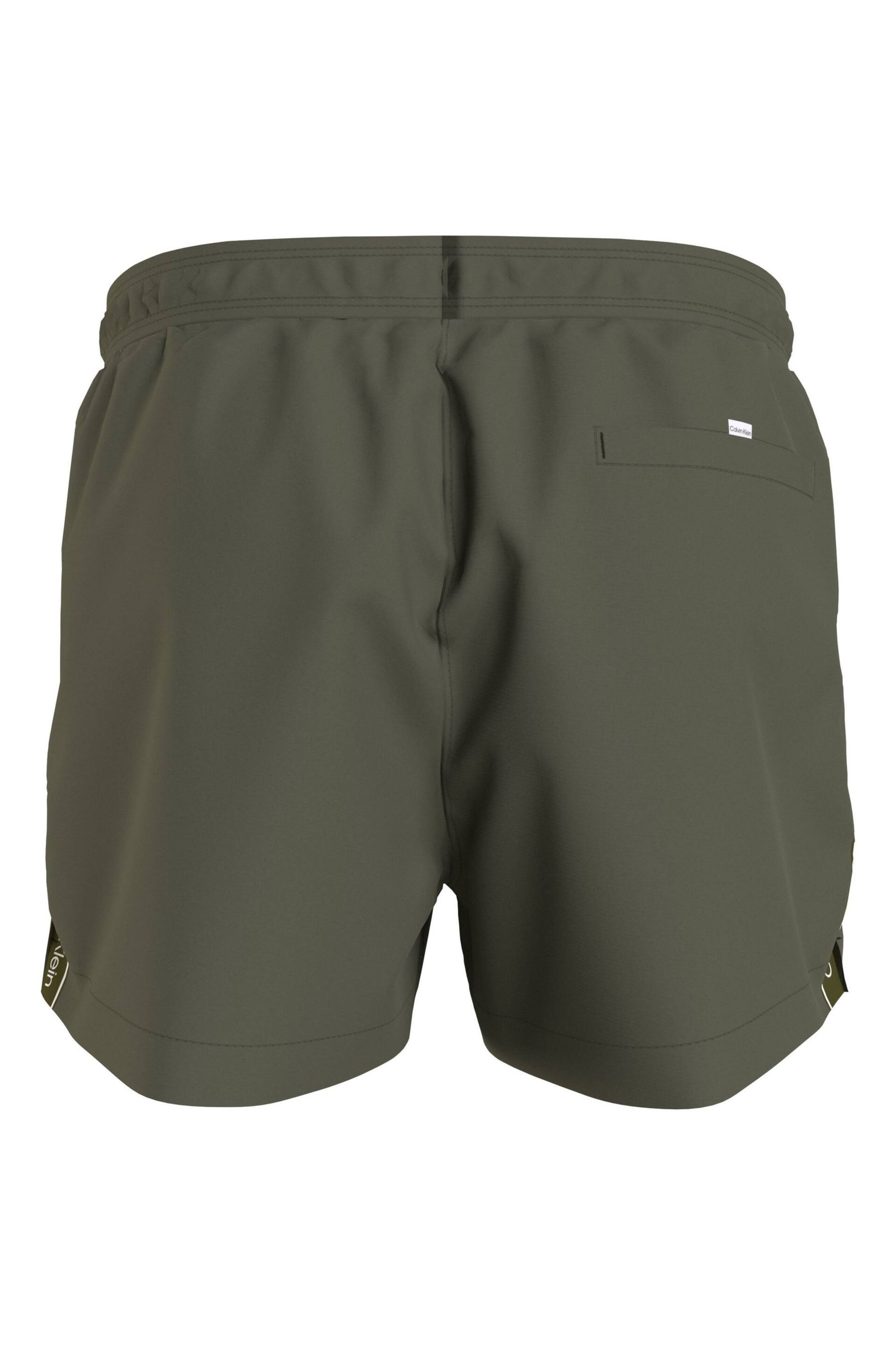 Calvin Klein Green Plain Swim Shorts - Image 2 of 4