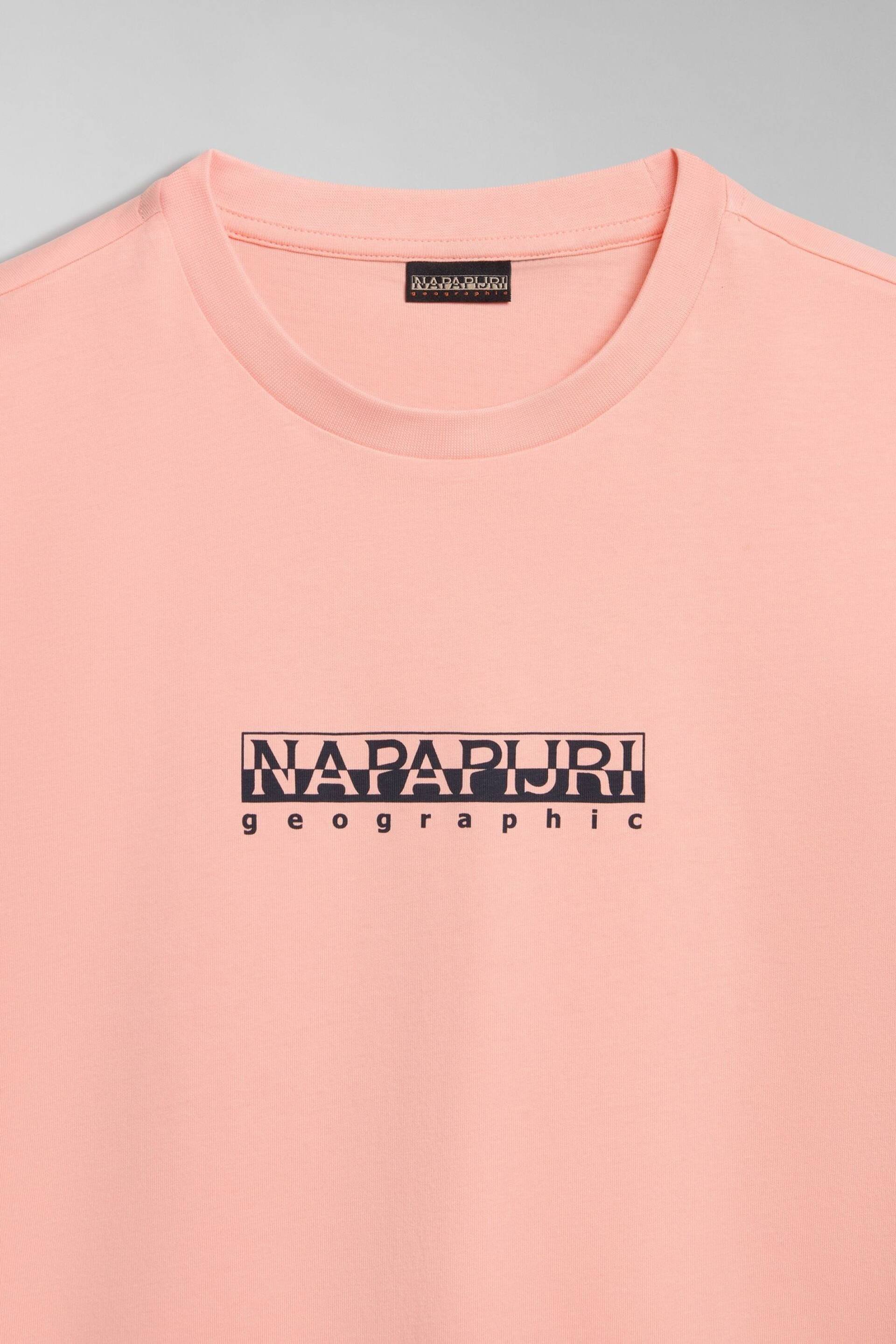 Napapijri Box Logo Pink Short Sleeve T-Shirt - Image 7 of 7