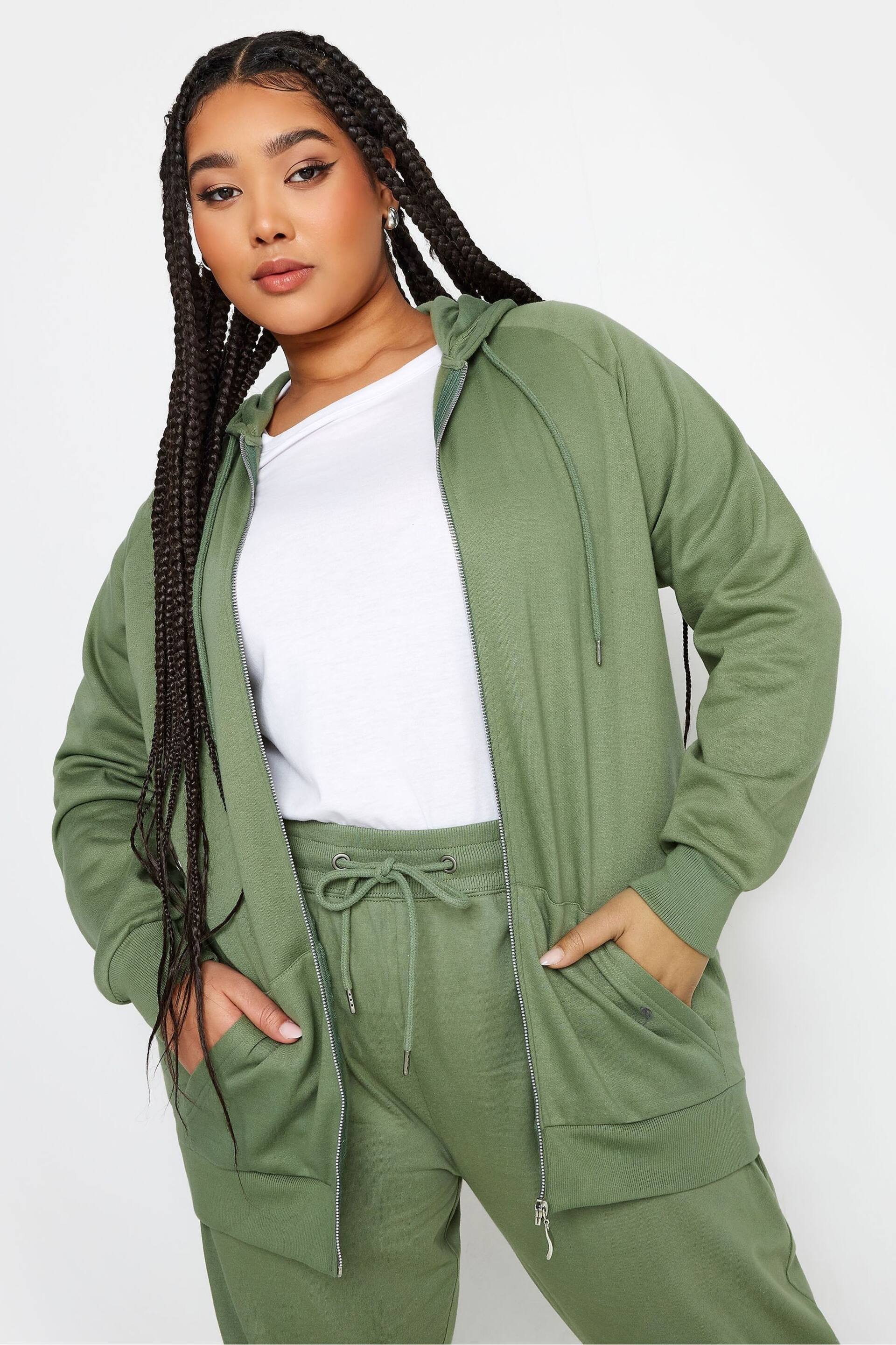 Yours Curve Green Zip Through Hoodie - Image 1 of 4