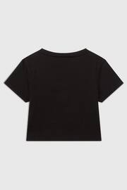 Calvin Klein Black Slogan Cropped T-Shirt - Image 2 of 2