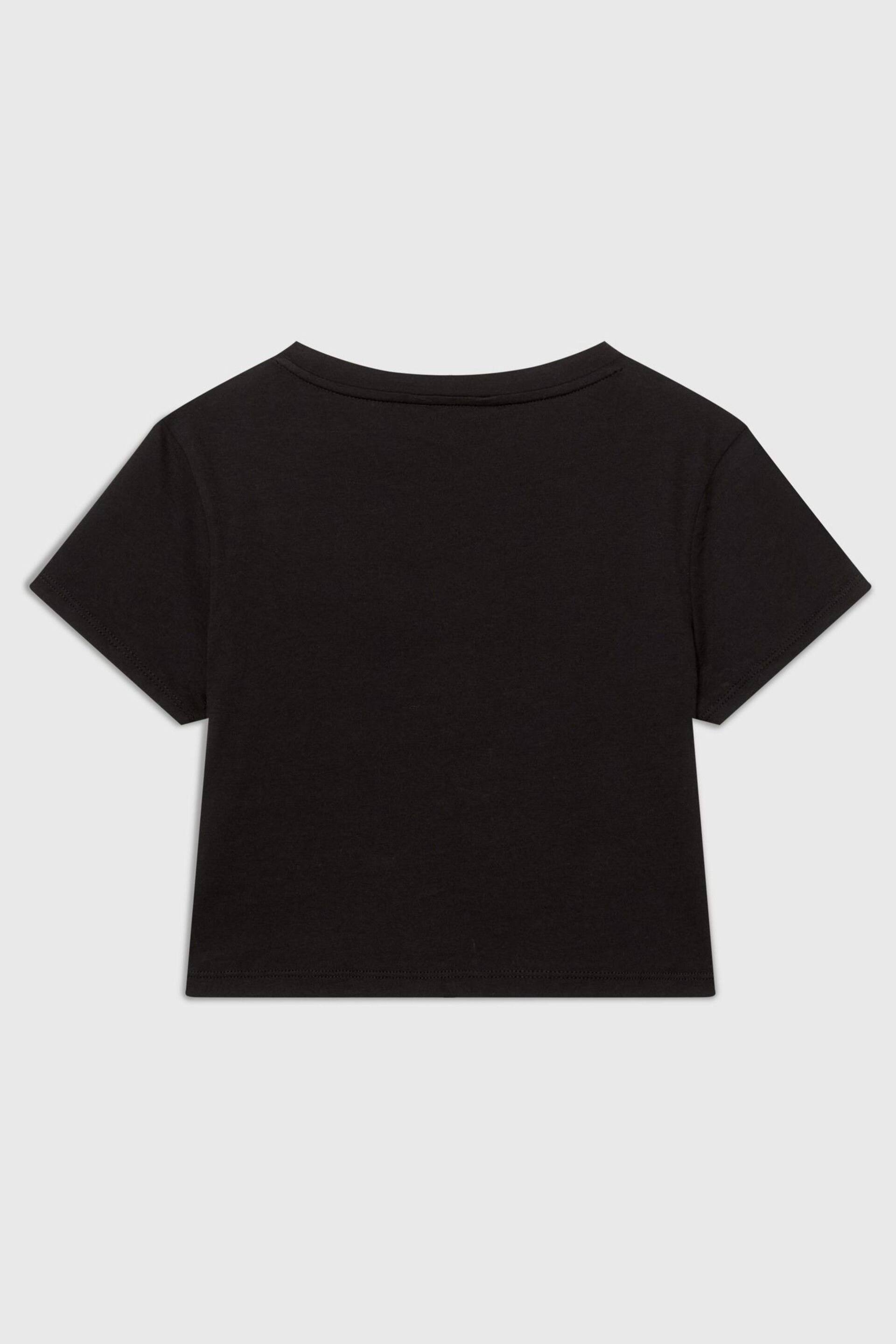 Calvin Klein Black Slogan Cropped T-Shirt - Image 2 of 2