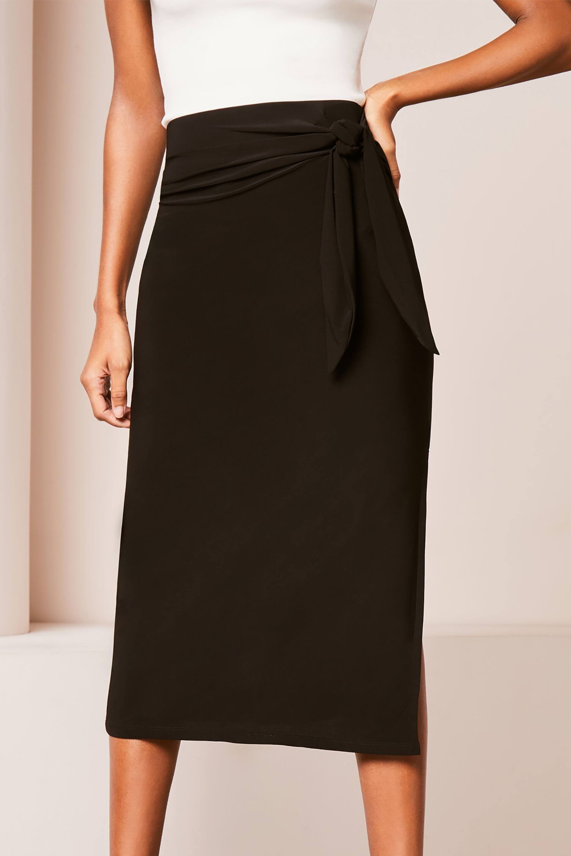 Lipsy Black Petite Wrap Midi Skirt - Image 1 of 4