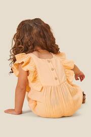 MORI Pink Organic Cotton Muslin Peach Embroidered Summer Dungarees - Image 2 of 6
