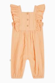 MORI Pink Organic Cotton Muslin Peach Embroidered Summer Dungarees - Image 6 of 6