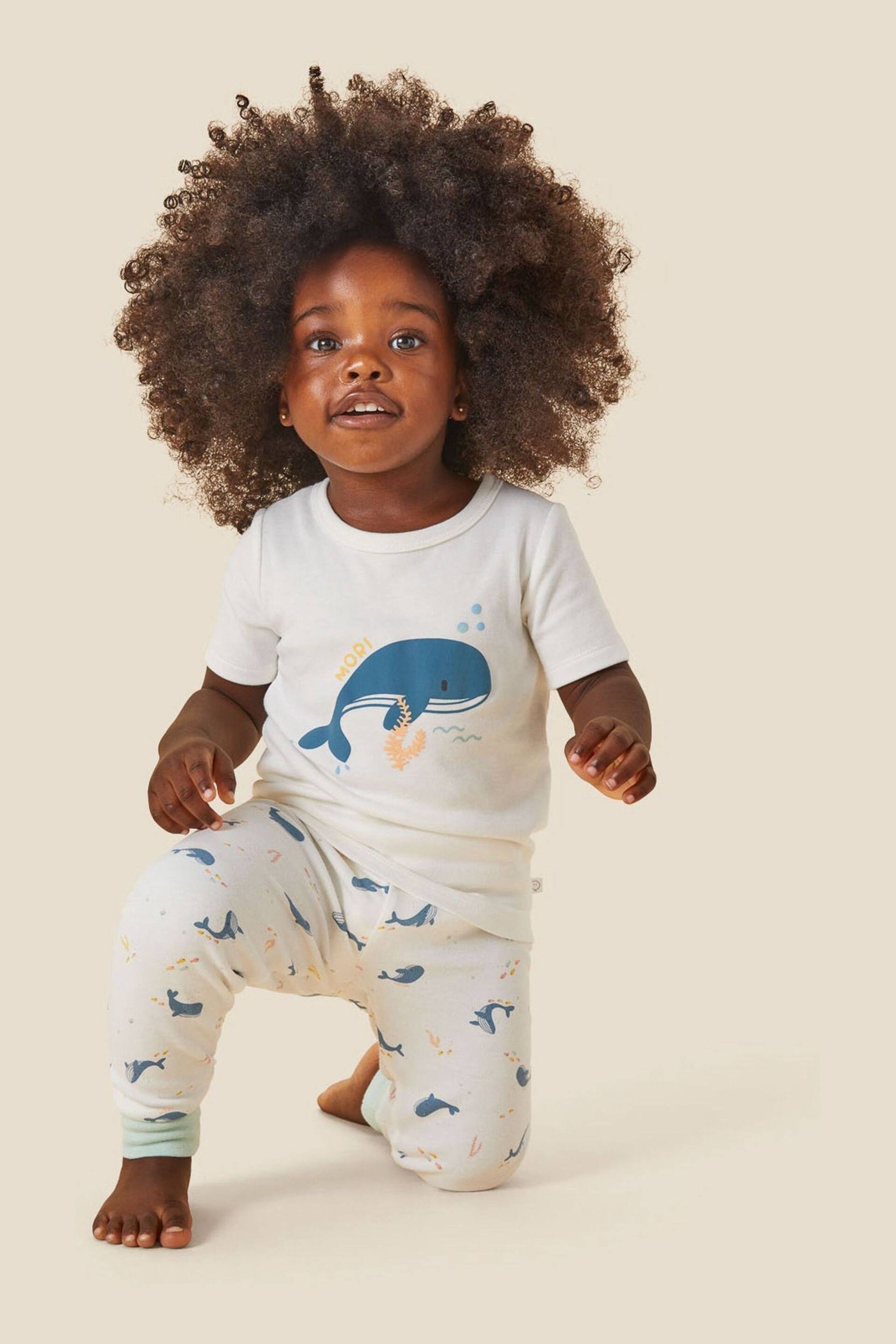 MORI Organic Cotton & Bamboo Whale White Print Pyjama Set - Image 1 of 5