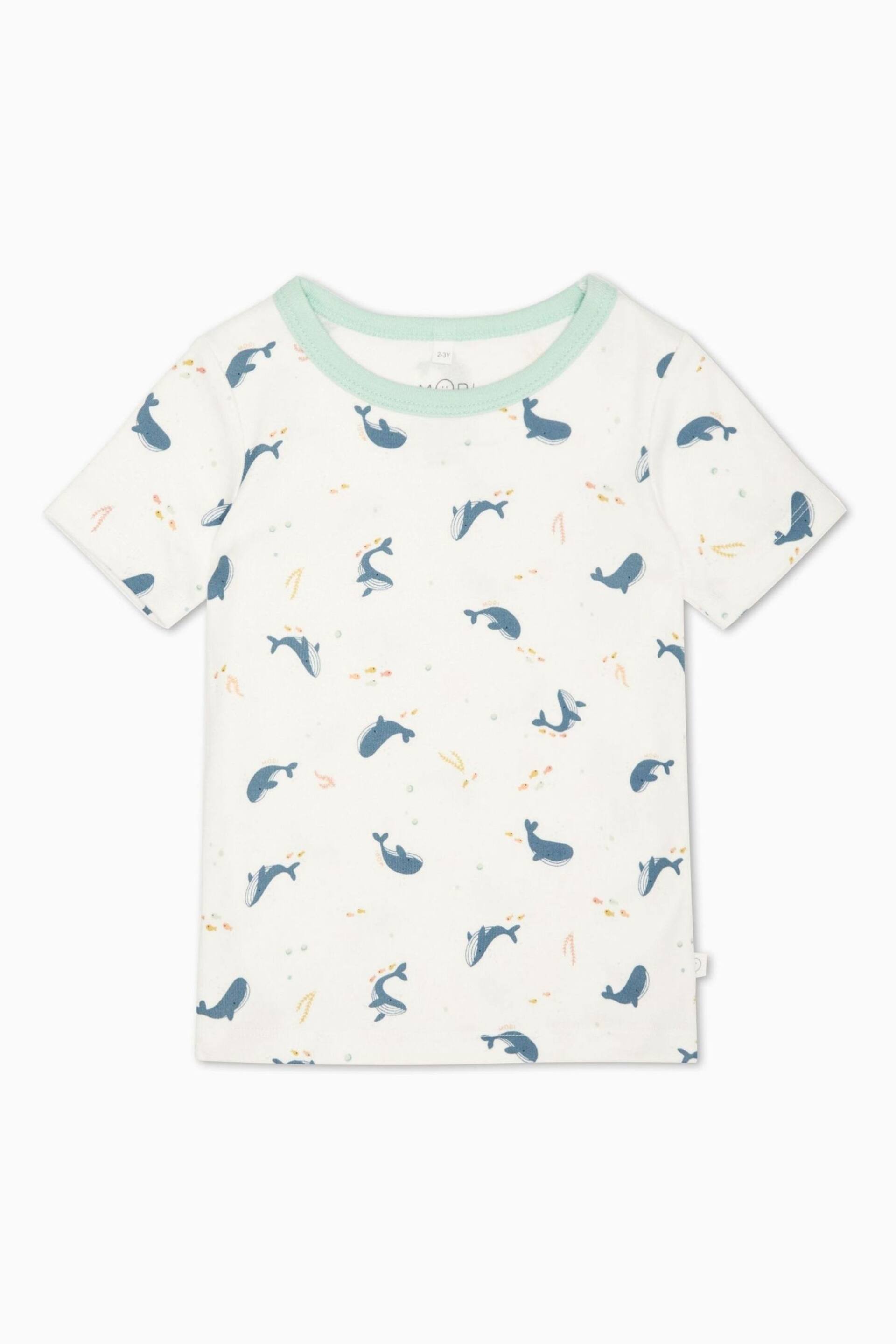 MORI Organic Cotton & Bamboo Whale White Print Short Pyjama Set - Image 3 of 4
