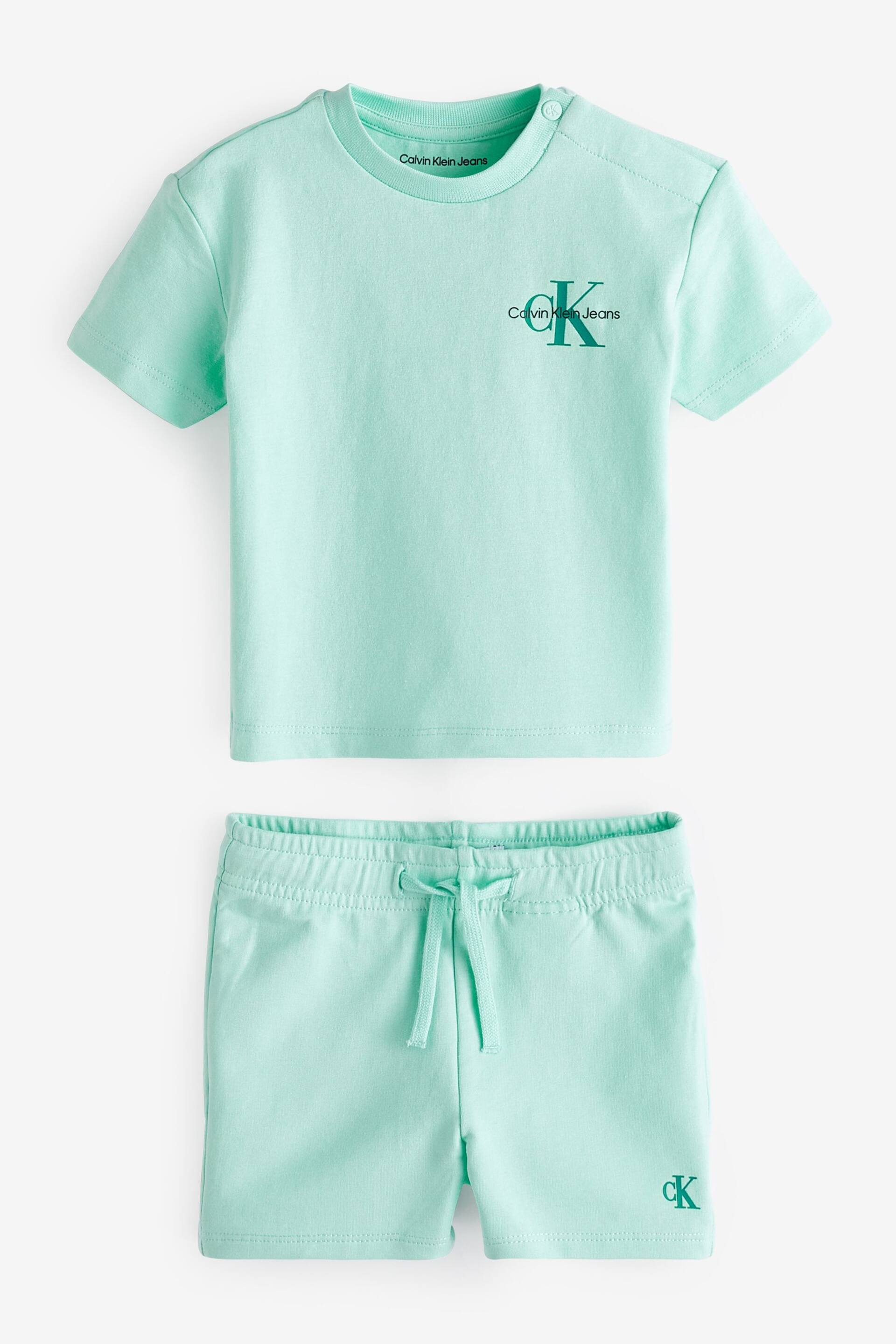 Calvin Klein Blue Monogram Logo T-Shirt Shorts Set - Image 1 of 2